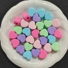 5/10pcs Minimalist Acrylic Spring Color Heart Beads DIY Phone Charm, Keychain, Jewelry Accessories, Holiday Gift - Simple Style Acrylic Spring Color Love Big Hole Beads - View 20