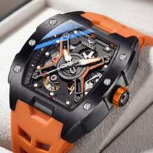 Hollow Automatic Mechanical Men's Sports Waterproof Luminous Watch, Suitable For Halloween, Christmas, Father's Day, Valentine's Day, Daily Wear, Perfect Gift Choice - one-size - View 1