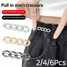 2/4/6Pcs Rhinestone Chain Waist Button Extender For Jeans, Metal Seamless Snap Fastener, Suitable For Loose Jeans, Adjustable And Detachable Pin, Black, Gold, White, Suitable For Women's Pants And Skirts - Multicolor - View 13