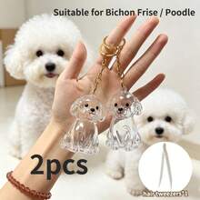2pcs Pet Hair Memorial Keychain Pendant, Cute Poodle Transparent Hair Collection, Dog-Shaped Creative Bag Charm, Can Be Used As Souvenir Collection, Gift For Dog Lovers - Transparent - View 13