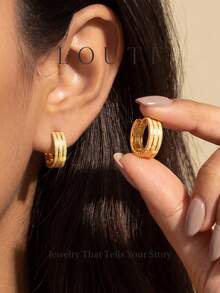 Newsoul 1 Pair Modern Matte Round Hoop Earrings, Women's Daily Wear, Wedding Party Birthday Anniversary Jewelry Gift - Style 9 - View 3
