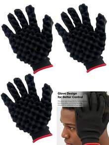 Black Magic Curl Sponge Gloves For Hair Twisting, Barber Wave & Dread Styling Tool For Men And Women - Multicolor - View 1