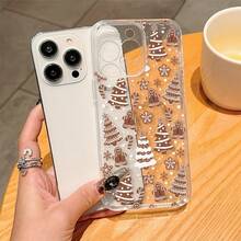 1pc Full Screen Christmas Elements Christmas Tree Gingerbread Man Transparent Space Shell Phone Case Protective Cover Compatible With IPhone11/12/13/14/15/16/16Pro/16ProMax/17/17pro/17ProMax/18pro 18ProMax - Multicolor - View 4