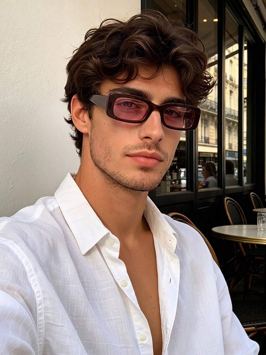 1 Pair Men's Fashionable Rectangular Sunglasses, Perfect Blend Of ...