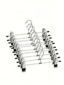 10PCS Retractable Hanger Adult Universal Pants Clothes Towel Socks Dipped Plastic Non-Slip Pants Rack - Silver - View 9