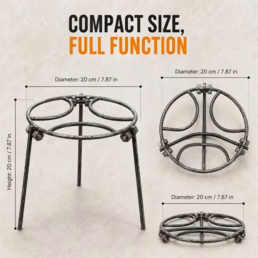 1pc Portable Camping Tripod, Cast Iron Material, Adjustable Legs - Sturdy Metal Structure, Foldable Bracket And Dutch Oven Support, Suitable For Outdoor, Cooking, Outdoor Grill Rack, Camping Equipment, Applicable For BBQ, Heating, Bonfire Gathering And Yard, Backyard Or Garden Scenes - Regular - View 1