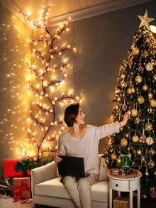 LED Cherry Blossom Branch Wall Lamp, 8 Light Modes, Soft Willow Branch Design, Floral Wall Decor... Suitable For Bedroom, Home, Spring Decoration - Cherry Blossom Rattan - View 7