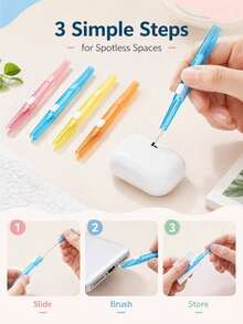 5pcs Phone Charging Port Cleaning Kit, Smartphone Cleaning Tool Set, Anti-Clogging Mini Brush Head And Double-Sided Hook Phone Cleaning Tool, Suitable For Smartphones, Tablets, Earphones And Charging Ports - Portable Device Maintenance Kit - One Size Fits All - View 4