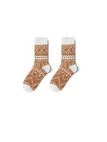 1/2/4 Pairs Men's Autumn/Winter Mid-Calf Socks, Thermal Lined Thick Warm Socks, Winter Wool Loop Sleep Long Socks, Couple Socks - Multicolor - View 22