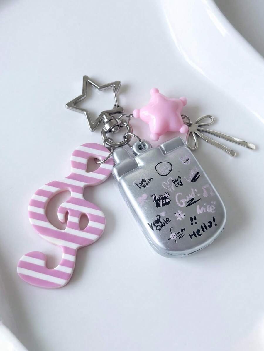 1pc INS Style Heart Butterfly Keychain, Sweet & Exquisite Bag Charm, Y2K Mini Phone Pendant - Multicolor - View 1