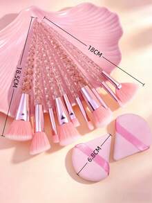 10pcs Professional Makeup Brush Set Pink Crystal Handle Foundation Brush Powder Brush Eyeshadow Brush Beginner Portable Full Set Makeup Tools - Multicolor - View 4