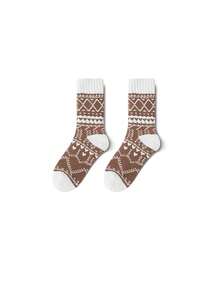 1/2/4 Pairs Men's Autumn/Winter Mid-Calf Socks, Thermal Lined Thick Warm Socks, Winter Wool Loop Sleep Long Socks, Couple Socks - Multicolor - View 19