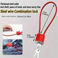 1pc Heavy Duty Steel Cable Lock | Waterproof & Rust-Proof Security Padlock, Suitable For Helmet, Luggage, Gym Locker | Flexible Multi-Purpose Combination Lock | Dorm & Travel Essential - Multicolor - View 15