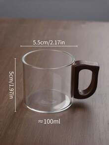 6pcs Wooden Handle Glass Tea Cups, Coffee Cups, 100ml Delicate Small Glass Cups, Suitable For Living Room, Patio, Party, Afternoon Tea, Guest Reception, Cups, Glass, One Cup Of Coffee - Multicolor - View 3