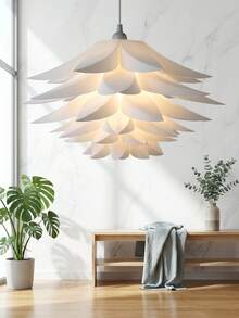 20 Inch (50cm) Pendant DIY IQ Puzzle Lotus Lampshade Set, With 15ft Hanging Cord (White) - Semicircle - View 2