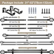 1 Set Double Curtain Rod Set, Metal Adjustable Splice Double Curtain Rod Set, Suitable For Windows, Equipped With Brackets, Perfect For Blackout Curtains In Bathroom, Bedroom And Living Room (Black) - American Style Double Rod - Black - View 12