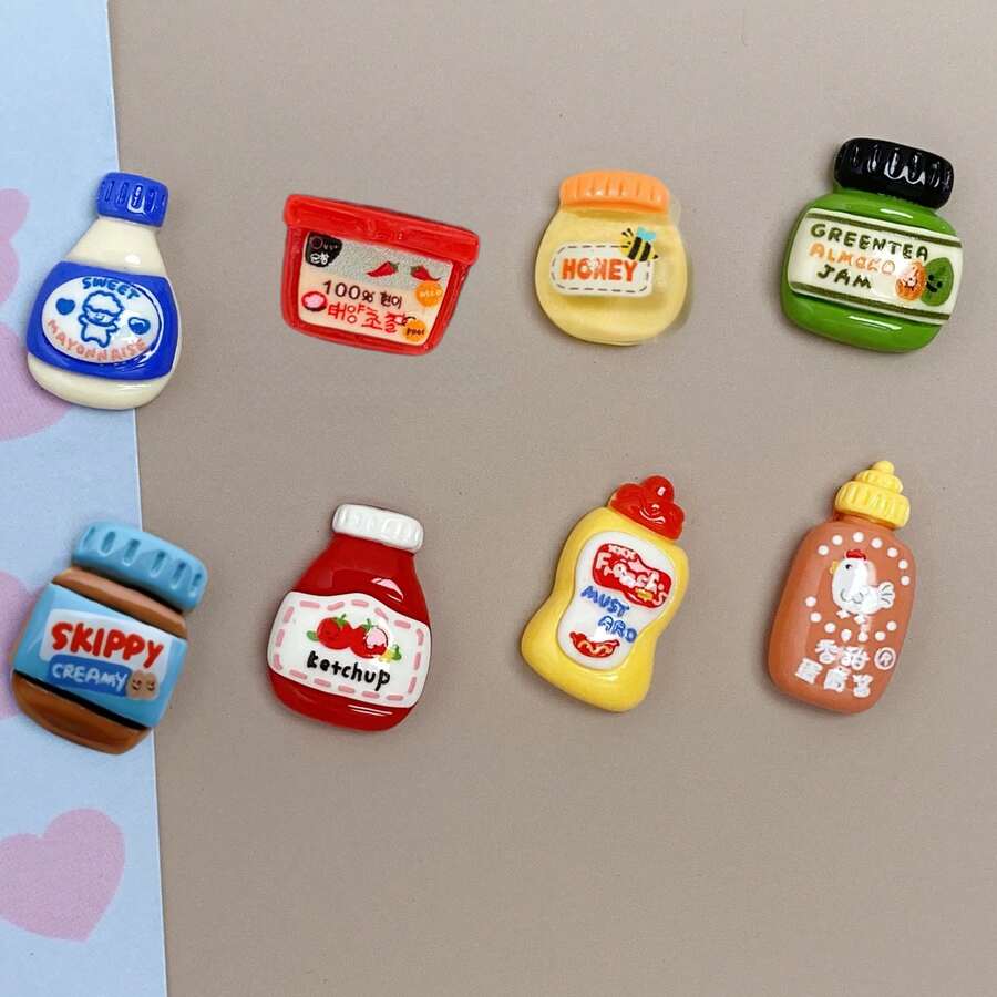 8 Random Cute Cartoon Food Fridge Magnets, Exquisite Decorative Stickers, Personalized Fridge Magnets For Kitchen And Office, (Size: 2.4cm-3cm/0.94in-1.18in) - Multiple Styles - View 1