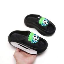 3D Soccer Pattern Kids Foam Slippers Boys EVA Soft Sole Non-Slip Indoor Bathroom Outdoor Beach Casual Slides - Black - View 4