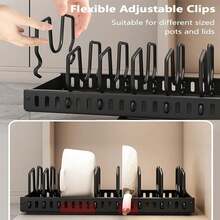 7-Tier Pull-Out Pot & Pan Organizer Rack, Kitchen Utensil Storage, Can Be Placed On Countertop Or Inside Cabinet, Adjustable Dividers, Holds Frying Pans, Pot Lids & Baking Tools, Space-Saving Design - Multicolor - View 5