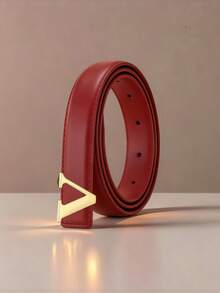 Fashion V‑Shape Metal Buckle Waist Belt, Solid Color Decor Waist Strap, Versatile Daily Outfit Accessory For Women, 4 Colors Available - Multicolor - View 4