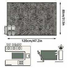 1PC Black & Grey Background With White Line Abstract Graffiti Line Pattern Modern Minimalist Art Long Rug, Abstract Street Style Faux Cashmere Long Rectangular Intertwined Asymmetrical Human Silhouette & Geometric Line Details Machine Washable Bedside Blanket, Suitable For Hallway, Corridor And Kitchen, All Season Home Decor - Multicolor - View 17