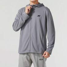 Skechers Men's Hooded Zip-Up Sports Jacket, Breathable Quick-Dry Mesh, Loose Fit Casual Running And Fitness Cardigan Top - Dark Grey - View 2