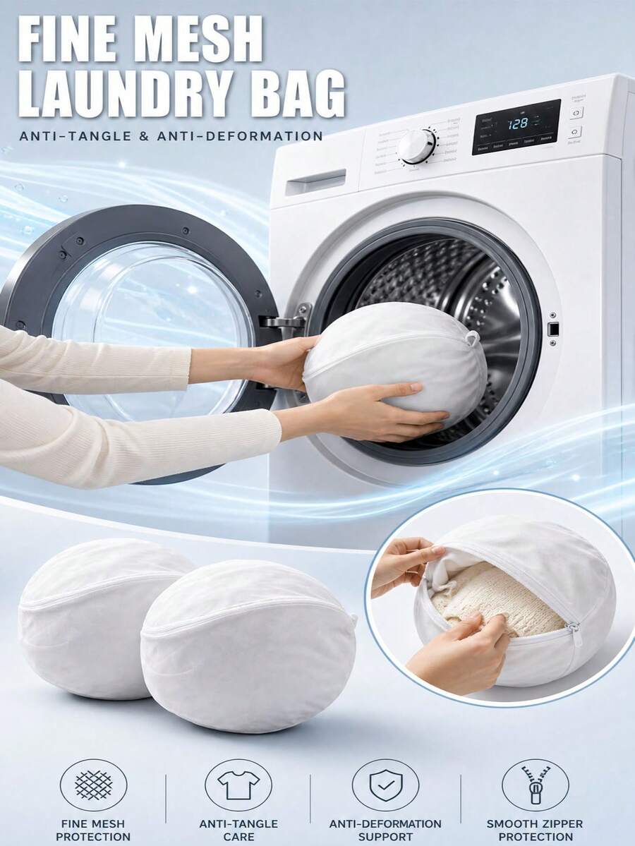 3pcs Spherical 3D Laundry Bags, Fine Mesh Machine Washable Anti-Deformation Wash Bags, Anti-Tangle Storage Mesh Bags With No Dead Angles, Large Capacity Wash & Storage 2-In-1 Machine Wash Dedicated
