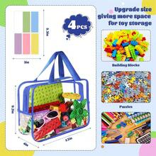 4pcs-1pc Contrast Trim Clear PVC Tote Storage Bag With Zipper, Transparent Organizer Pouch For Baby Toys, Building Blocks & Nursery Sundries - Multicolor - View 4