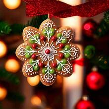 1pc New Acrylic Flat Christmas Tree 2D Snowflake Decorative Hanging Ornament Pendant - Multi-color - View 1