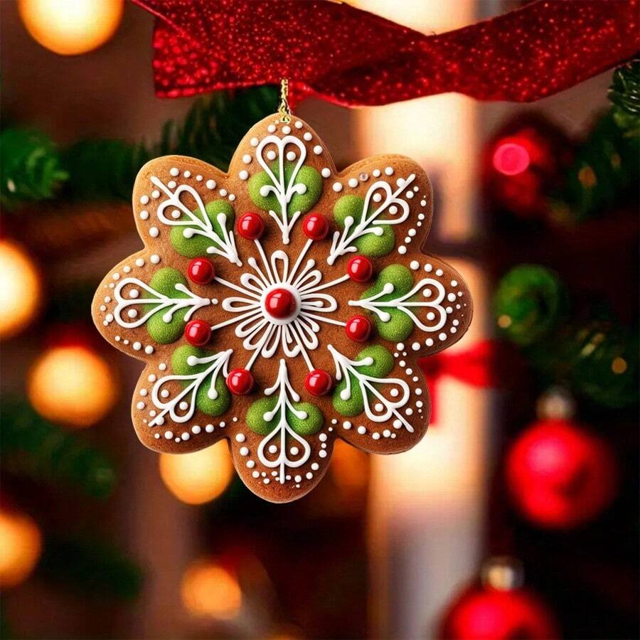1pc New Acrylic Flat Christmas Tree 2D Snowflake Decorative Hanging Ornament Pendant - Multi-color - View 1