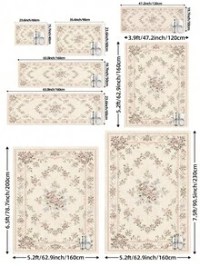 DAJIANG 1件復古花卉地毯，適用於浴室、廚房、戶外、室內、走廊、臥室、客廳、床邊，可機洗易清潔，防滑底背玄關墊，臥室裝飾地毯 - 彩色 - 查看 3