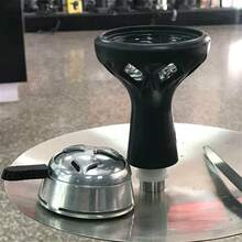 1pc Arabic Hookah Accessory Glass Silicone Bowl Compatible With Charcoal Screen, Black Hookah Bowl - Black - View 7