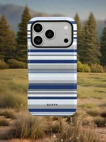 GIIPPA 1pc Blue Tone Striped Mixed Pattern Design Phone Case For Phone 17 Pro Max, Compatible With Phone 16 Pro Max, 15 Pro Max, 14 Pro Max, Korean-Style High-End Fashion Fun Phone Case, Suitable For 11/12/13/14/15/16 Pro Max Plus, Elegant Design For Men And Women, Perfect Gift For Girlfriend On Christmas, Valentine's Day, Easter, Wedding Season And Birthday! - Blue - View 8