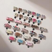 1PC Gold & Silver Tone Italian Modular Bracelet Links, "Pretty/Cute" Letter & Flower Enamel Charms, Pastel Color Cute Style DIY Jewelry Supplies - Korean Style Lettering - View 8