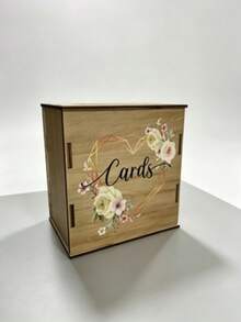 1pc Rustic Floral Greeting Card Box, Suitable For Wedding, Baby Shower, Bridal Shower - Storage Box With Wedding Envelopes, Cash And Gift Card Display Slots, Easy To Assemble Party Table Centerpiece - 1PC - View 8