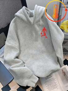 Tween Boy Fun Graphic Print Pullover Sweatshirt, Warm & Comfortable Thermal Lined Pullover Sweatshirt For Autumn/Winter - Grey - View 4