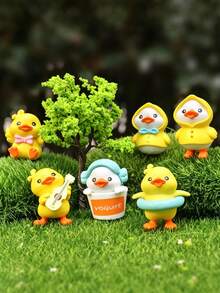 Summer Cute Duck Figurine, Adorable Duck Car Interior Decor, Desktop Ornament, Christmas Desktop Decoration - Multiple Styles - View 5