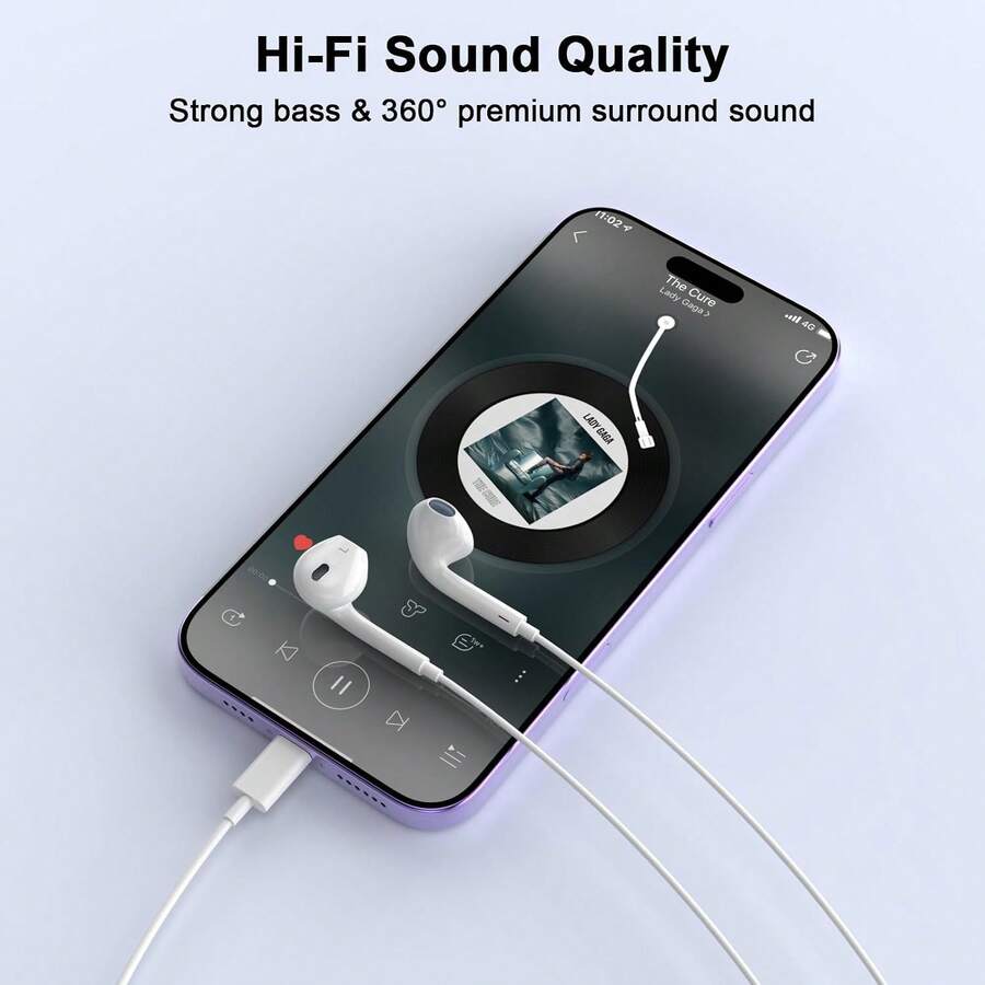 Type C/L Earphones For Most Of Phone Compatible Compatible With Iphone 15-17 Headphones Wired, Stereo In Ear Earbuds Compatible With Most Type C Jack Devices Smartphones. - White - View 1