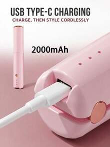 SKYWORTH Pelurus & Pengeriting Rambut Nirkabel Mini 2000mAh, Alat Penata Rambut 2-in-1 Isi Ulang USB Tipe-C, 3 Pengaturan Suhu, Desain Portabel untuk Perjalanan - MultiWarna - View 8