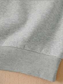 Disney Plus Size Women's Casual Minnie Mouse Silhouette Print Street Style Autumn/Winter Crew Neck Long Sleeve Sweatshirt - Grey - View 4
