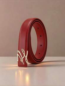 Decorative Waist Belt For Women, Art‑Style Twisted Interlocking Metal Buckle Design, Solid‑Color Strap, Great For Daily And Going‑Out Outfits - Multicolor - View 4