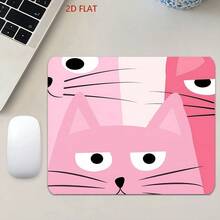 1 Pink Cartoon Cat Face Mouse Pad – Stylish Abstract Art Style; Suitable For Esports, Office Keyboards, And Small Computer Setups; Great Gift For Halloween And Christmas - Cartoon Cat Face - View 2
