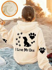 Tween Girl Fun Print Pullover Sweatshirt, Warm And Comfortable Thermal Lined Pullover Sweatshirt For Autumn/Winter - Apricot - View 2