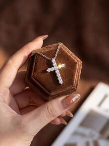 1pc Fashion Cross Necklace, Unique Elegant Women's Necklace, Exquisite Jewelry Gift, Suitable For Daily Wear, Dating, New Year, Valentine's Day - Cross Necklace - View 3