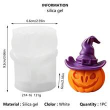 2pcs Halloween Ghost Pumpkin Witch Hat Silicone Candle Mold, Halloween Plaster Aromatherapy Ornament Silicone Mold - White - View 6