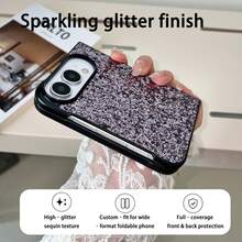 Premium Chic Ladies Glamorous Bling Glitter Foldable Protective Case, Compatible With IPhone Ultra Fold,Full Wrap Shock‑Absorbent Anti‑Scratch Phone Cover - Mauve Purple - View 2