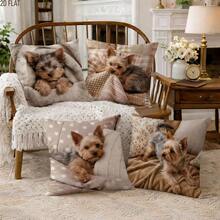 4 vỏ gối chó con Yorkshire Terrier, họa tiết in chó cưng dễ thương, công nghệ in 2D sắc nét, 45*45cm (18*18in), vỏ đệm polyester mềm mại thoải mái, khóa kéo, giặt máy được, phù hợp trang trí phòng khách phòng ngủ trong nhà (chỉ bao gồm vỏ gối, không kèm ruột gối) - Nhiều màu - Xem 5