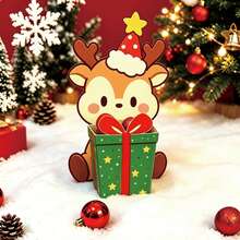 10/20pcs Christmas Reindeer Gift Boxes, Christmas Candy Containers, Cute Deer Paper Boxes, Suitable For Indoor Home, Office, School, Holiday Party Favors - Multicolor - View 7
