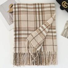 1pc Plaid Casual Polyester Scarf For Autumn/Winter - 1#Oatmeal - View 5