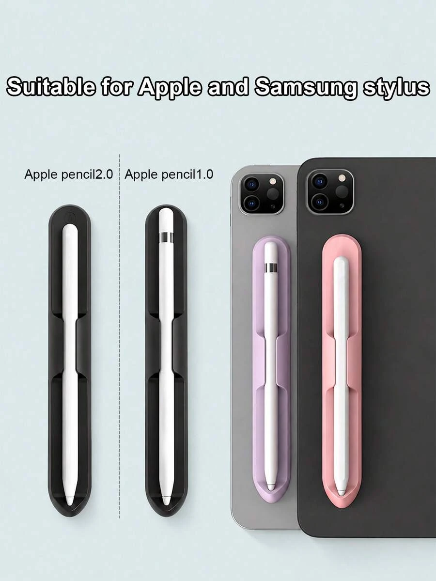 1pc Silicone Stylus Holder Compatible With Apple Pencil, Tablet Pen Storage Slot, Self-Adhesive Protective Pen Organizer, Portable Stylus Sleeve For IPad And Compatible Tablet Pens - Multicolor - View 1
